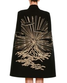 Stella McCartney Wool Coat Cape with Volcano Embroidered Back at Neiman Marcus